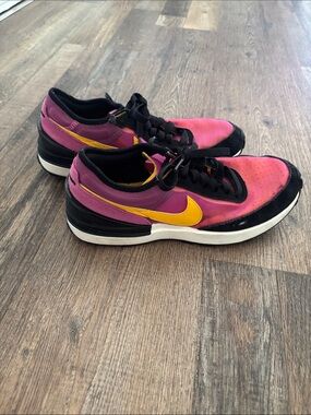Nike Women’s Pink & Yellow Athletic Sneakers with Black Accents
